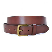 TOBEN - Mens Dark Tan Leather Dress Belt  - Belt N Bags