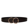 TOWNSVILLE - Womens Dark Brown Double Ring Leather Belt  - Belt N Bags