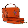 Yamba - Ladies Embroidered Orange Leather Structured Crossbody Bag - CLEARANCE  - Belt N Bags