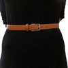 BRIDGET - Women Tan Genuine Leather Belt with Silver Pin Buckle  - Belt N Bags