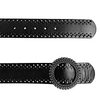 LILYDALE - Women's Black Genuine Leather Belt with Round Silver buckle freeshipping - BeltNBags