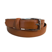 BRIDGET - Women Tan Genuine Leather Belt with Silver Pin Buckle  - Belt N Bags