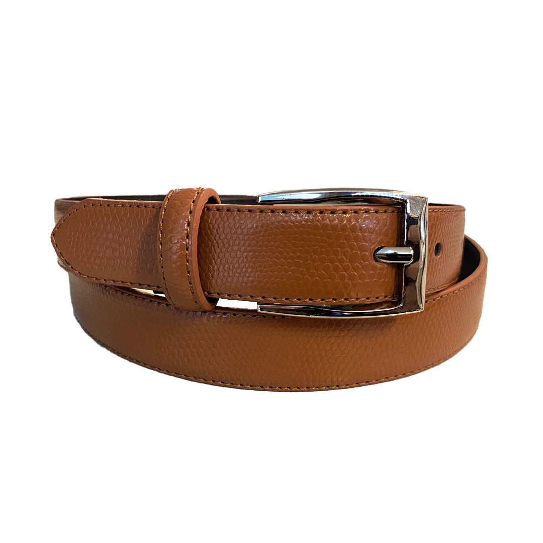 BRIDGET - Women Tan Genuine Leather Belt with Silver Pin Buckle  - Belt N Bags