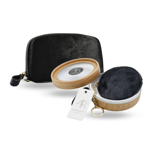Cowhide purse and wallet set cheap
