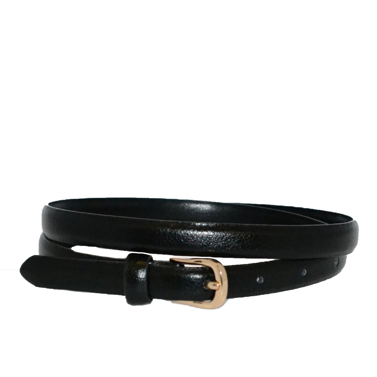 PIPER - Womens Black Genuine Leather Skinny Belt  - Belt N Bags
