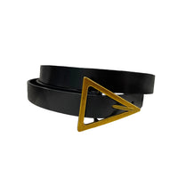 SUNBURY - Women's Black Genuine Leather Belt with Triangle Buckle freeshipping - BeltNBags