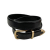 SURRY HILLS - Womens Black Genuine Leather Belt with Golden Buckle freeshipping - BeltNBags