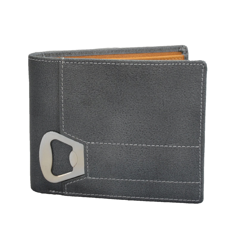 Tiger - Mens Grey Genuine Leather Wallet Bottle Opener in Gift Box  - Belt N Bags